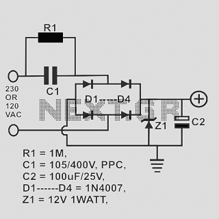 Capacitive or Transformerles Power Supply Circuit