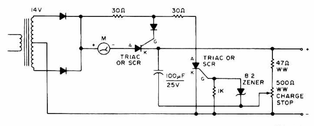 Charger circuit equipped with a regulator circuit output voltage Schematic Diagram