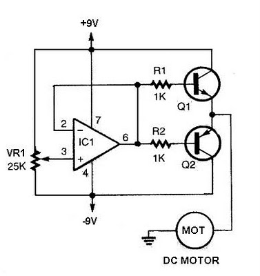 dc motor controller circuit using 741 circuit