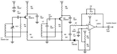 Metal Detector Circuits Schematic Diagram