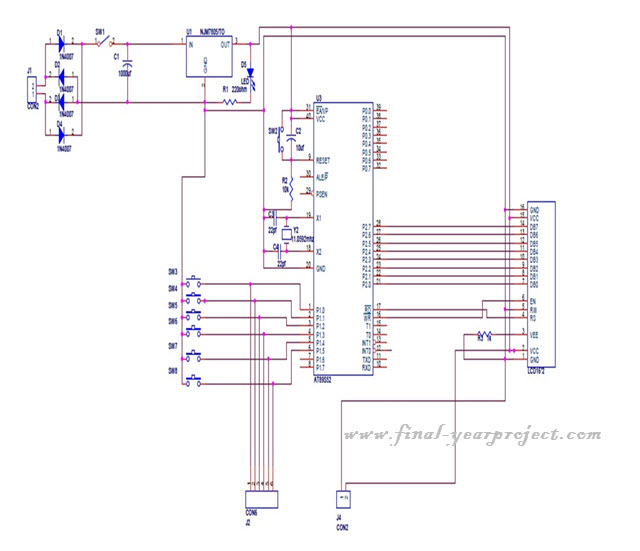 Microcontroller based College Automation System circuit