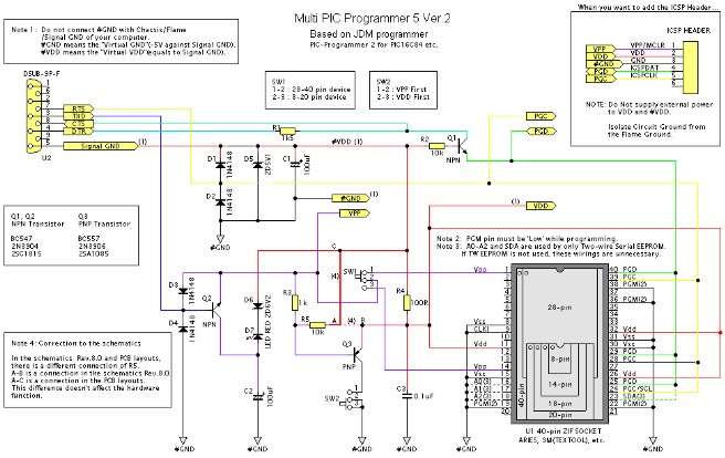 Downloader PIC Microcontroller (PIC Multi Programmer) Schematic