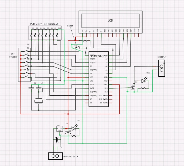 Pulse Lighting/Strobbing with Arduino(using DIP switch LCD and transistor) – Circuit Schematic