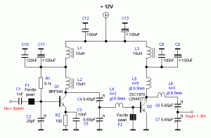 RF Amplifier circuit with 2SC1970 2N4427 Schematic Diagram circuit