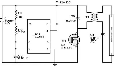12vdc fluorescent lamp driver schematic circuit