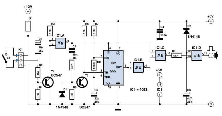 Switching Delay Used by 555 Timer IC circuit