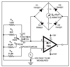 universal high resistance voltmeter circuit