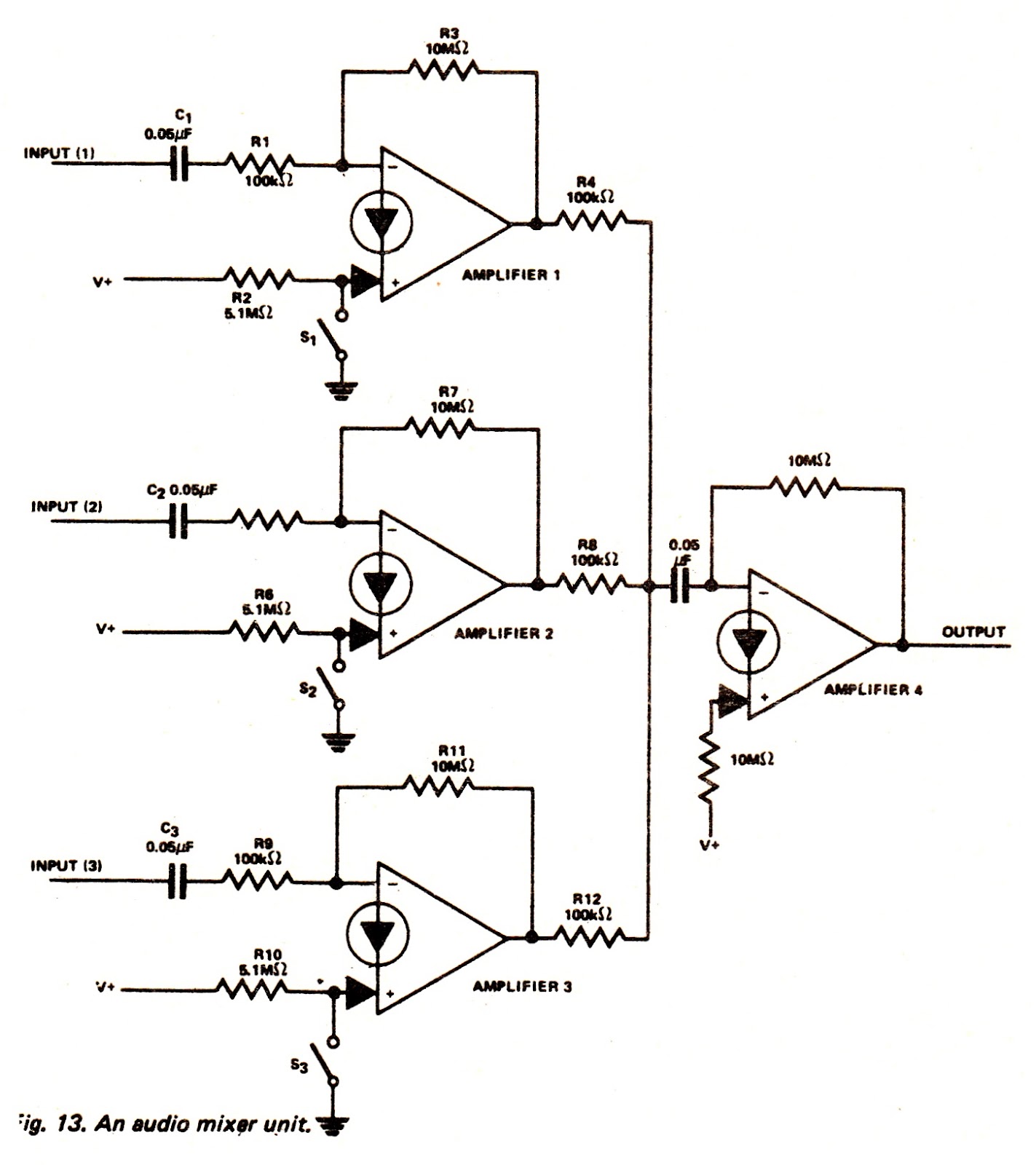 Simple Audio Mixer Circuits circuit