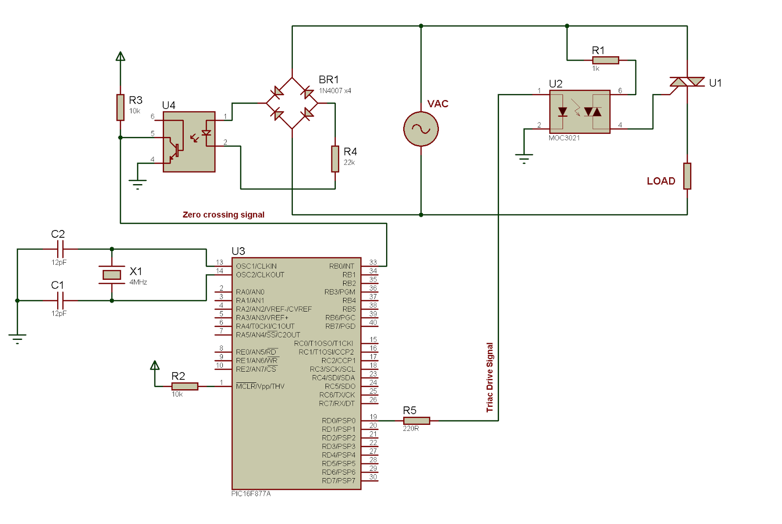 ac power control with thyristor circuit