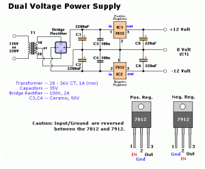 12V DC Dual Power Supply Circuit with IC 78127912 circuit