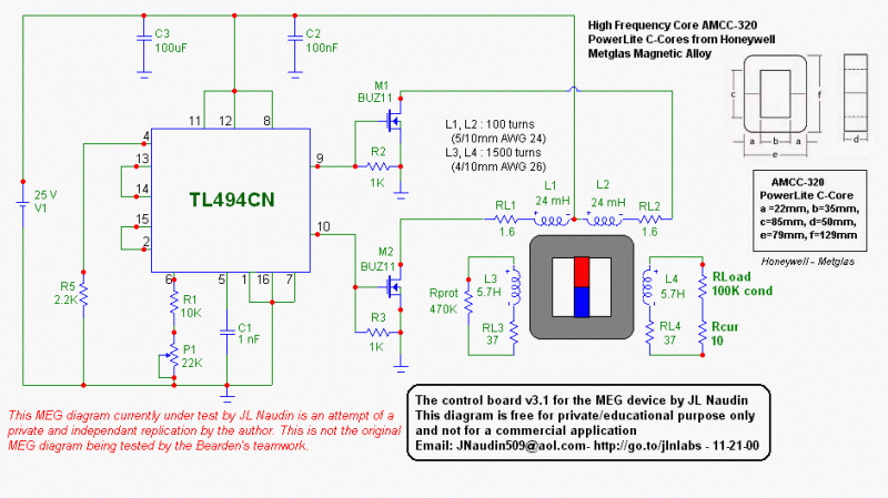 Motionless Electromagnetic Generator MEG Free energy circuit