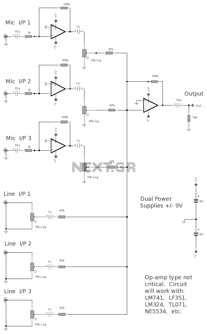 Simple audio mixer circuit