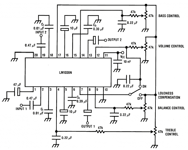Bass-treble tone control circuits circuit