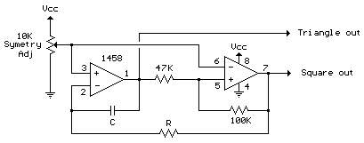 Triangle  Squarewave Generators circuit