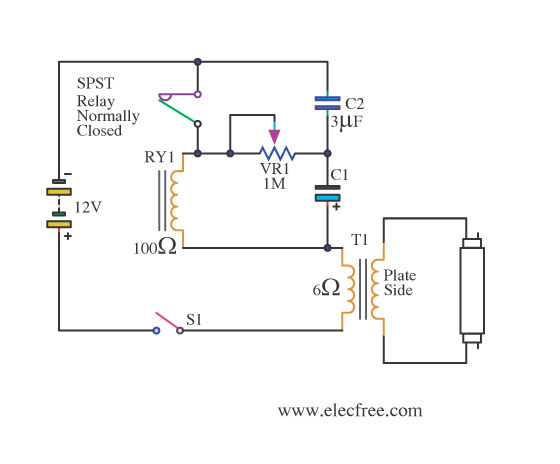 12V Fluorescent lamp flashing circuit
