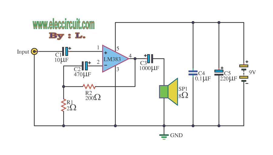amplifier audio small to use with 9v battery operated circuit