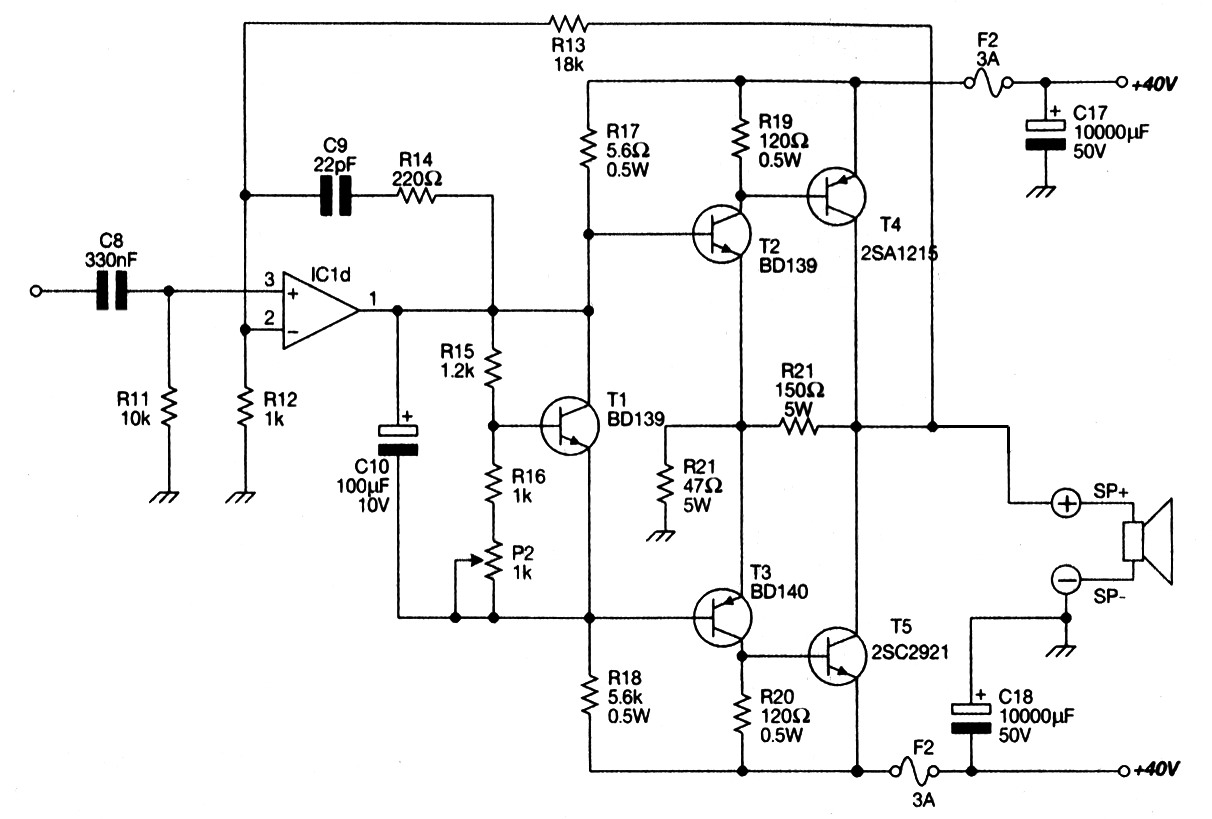 Power Amplifier OCL 100w With MJ802 MJ4502 circuit