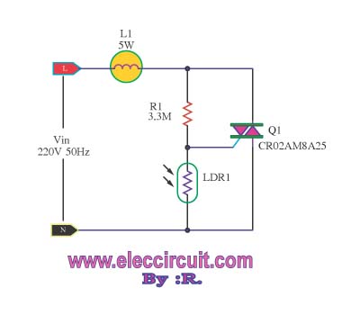 Automatic light dimmer circuit
