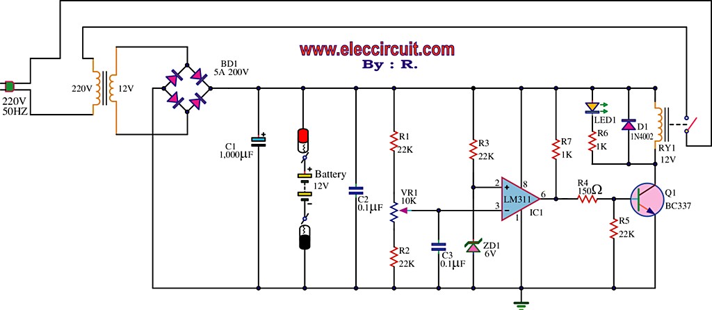 Best 12V battery charger circuit using LM311