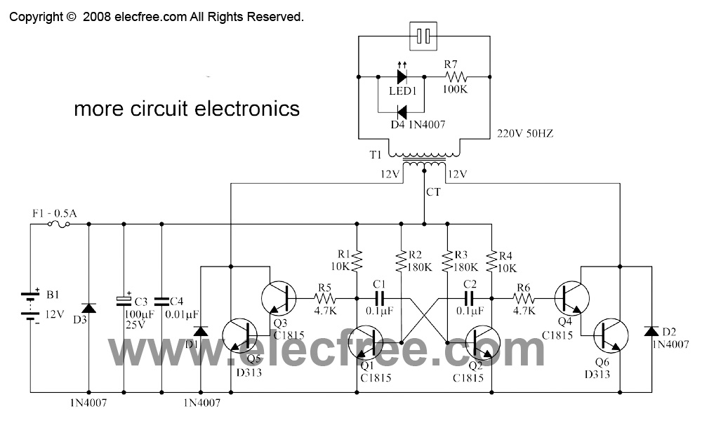 mini inverter 10w 30w by transistor d313 circuit