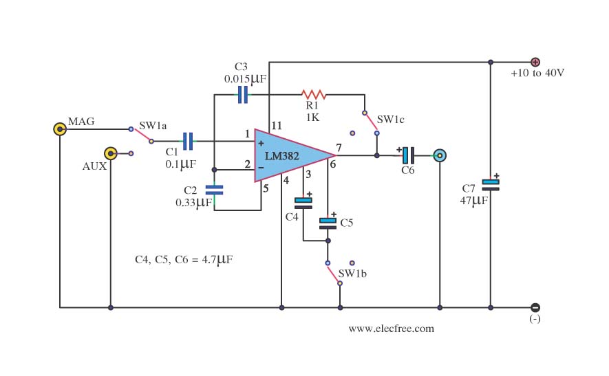 Simple Preamplifier by LM382