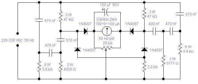 Analog Mains Frequency Meter