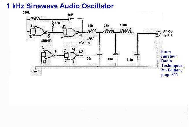 1 KHz Audio Oscillator schematic circuit