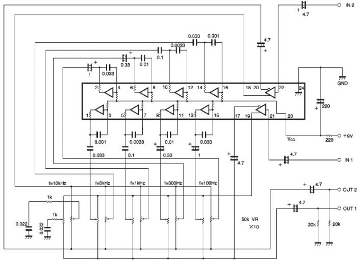 BA3822 five-point stereo graphic equalizer circuit design