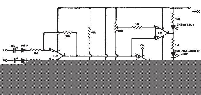 Stereo balance indicator circuit design electronic project