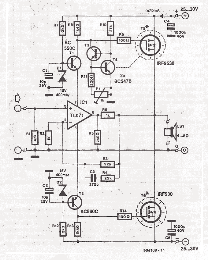70 Watt MOSFET Audio Amplifier