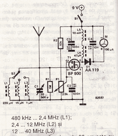 RF Field Strength Meter Circuit