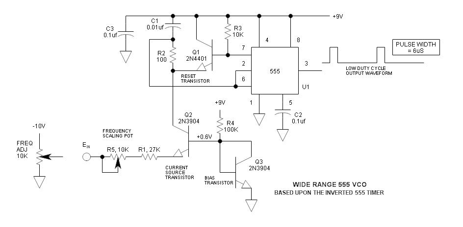 Wide Frequency Range 555 VCO circuit