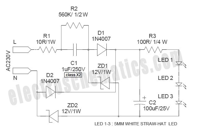 White LED Night Light Circuit