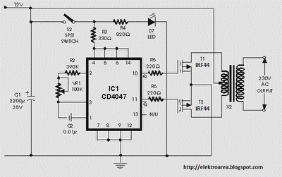 100w inverter circuit by irf44 mosfet