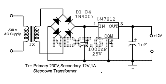 12V fixed voltage power supply circuit diagram