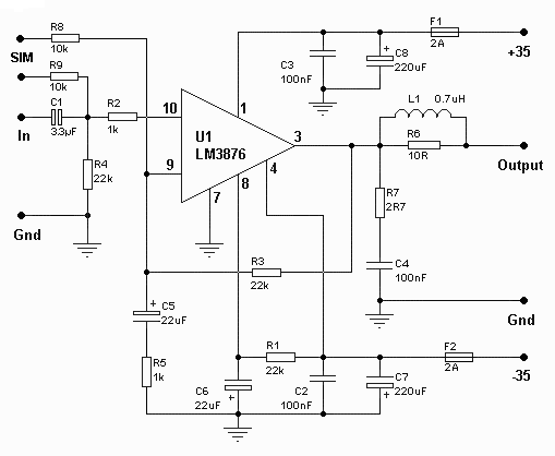50watt audio power amplifier circuit