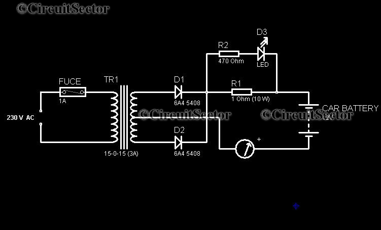 12V Low Cost Car Battery Charger Circuit PCB