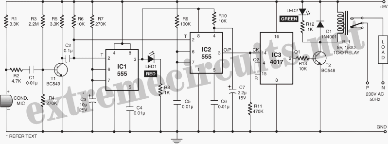 Clap Switch circuit diagram