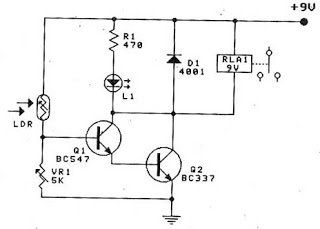 BC337 Light Relay Switch By BC547 &
