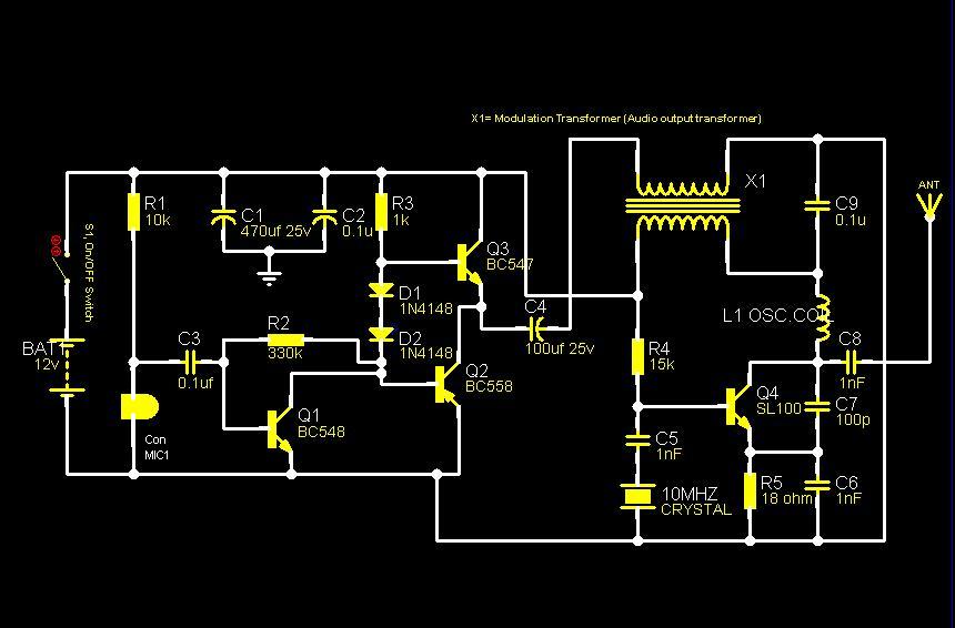 150mW Crystal AM Transmitter PCB circuit