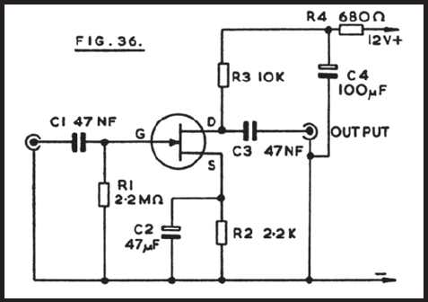 Crystal Microphone Preamplifier circuit