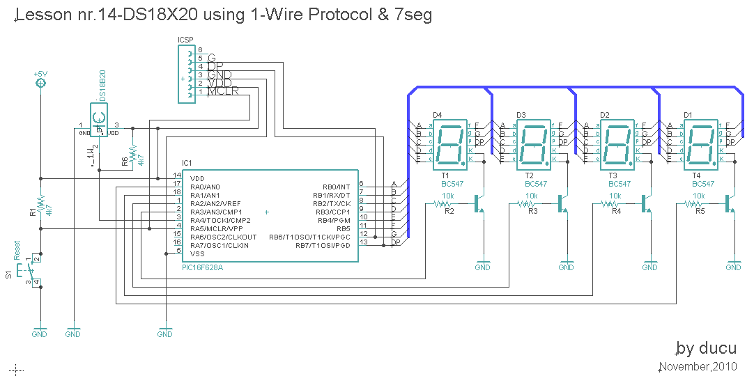 ds18b20 using 1 wire circuit