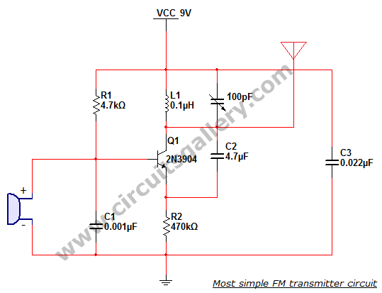 Most simple FM transmitter circuit diagram circuit
