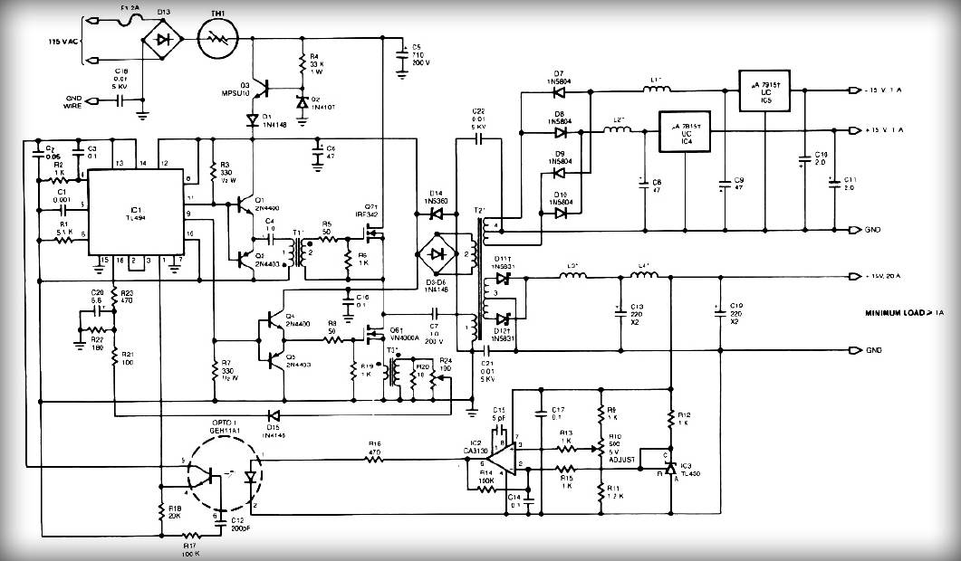 Multiple output switching power supply circuit Schematic Diagram circuit