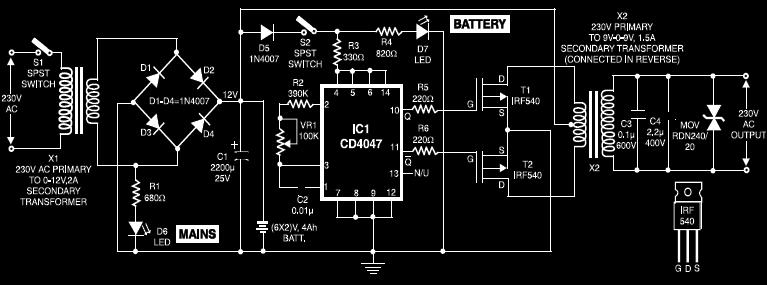 UPS Circuit For Cordless Phones PCB circuit
