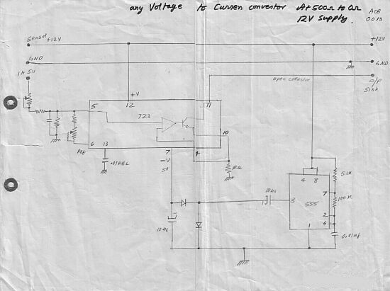 Voltage to Current Convertor using LM723 Project PCB