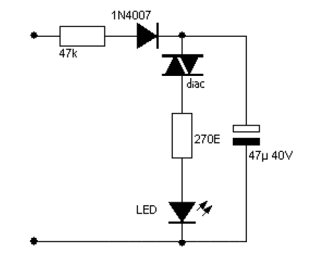 230V Blinking LED circuit