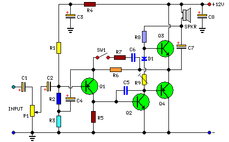 2Watt Audio Amplifier circuit