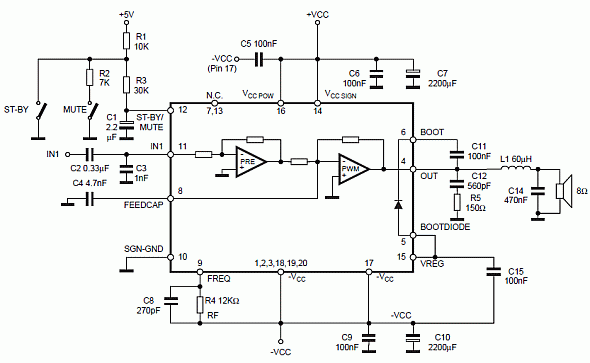 10W Class D Power Audio Amplifier with TDA7480 circuit
