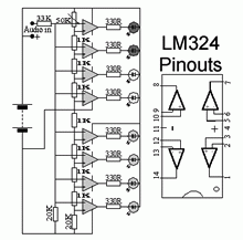 LM324 Based LED VU-Meter circuit